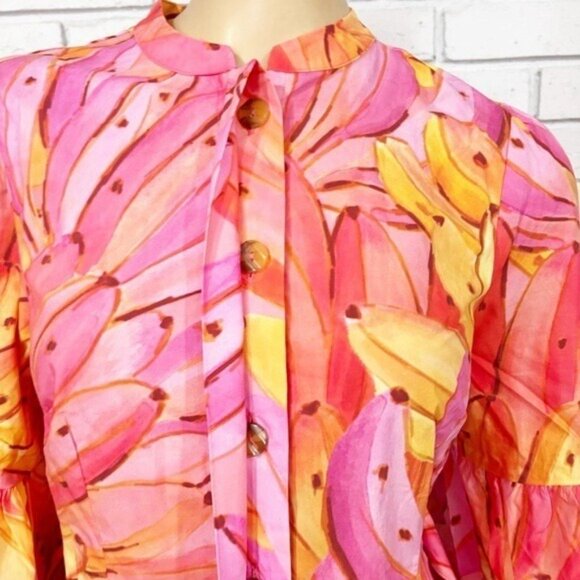 FARM Rio “Pink Ombre Bananas” Midi Dress – Size M – Tropical Statement Piece - Picture 9 of 9